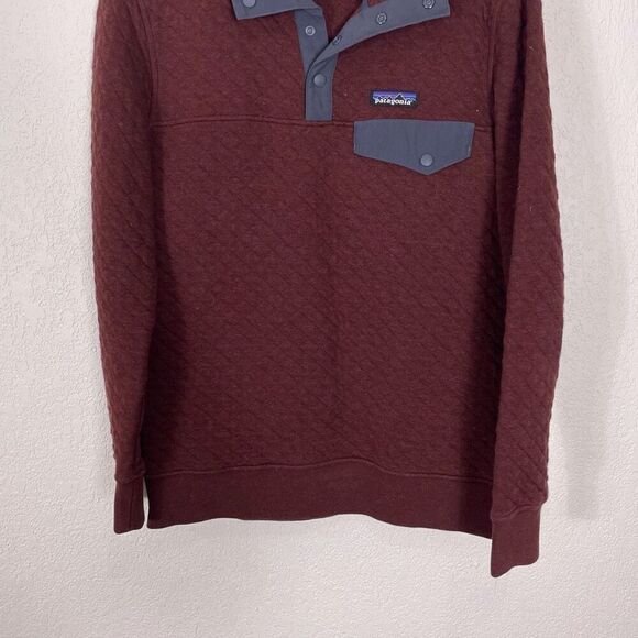Patagonia Dark Ruby Organic Cotton Quilted Quarter Snap-T Button Pullover Sweate - Picture 4 of 6